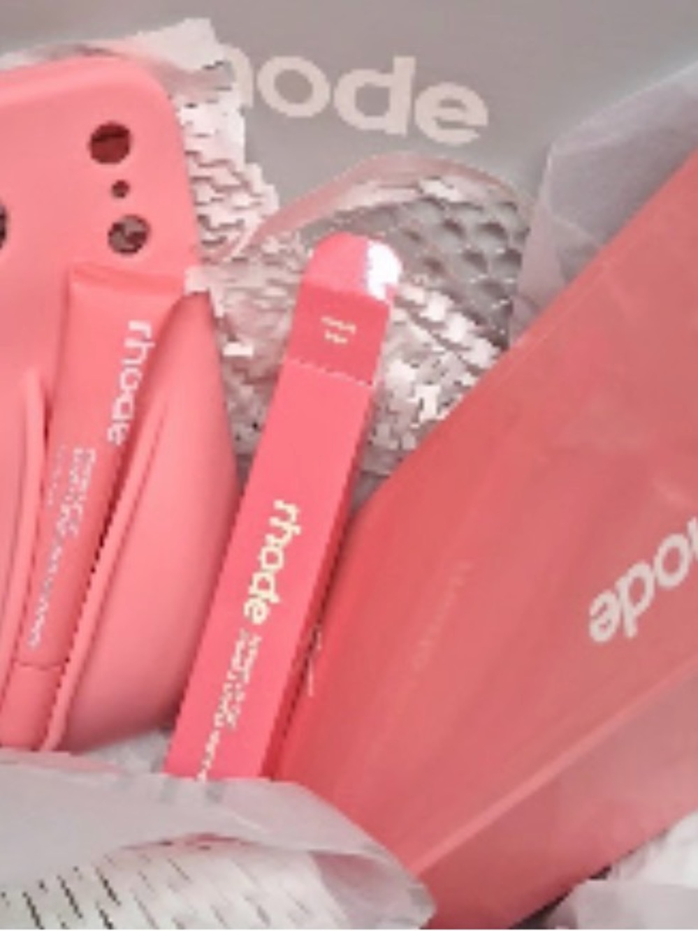 RHODE IPhone 17 Pro Max phone case and matching Lippie in color Ribbon